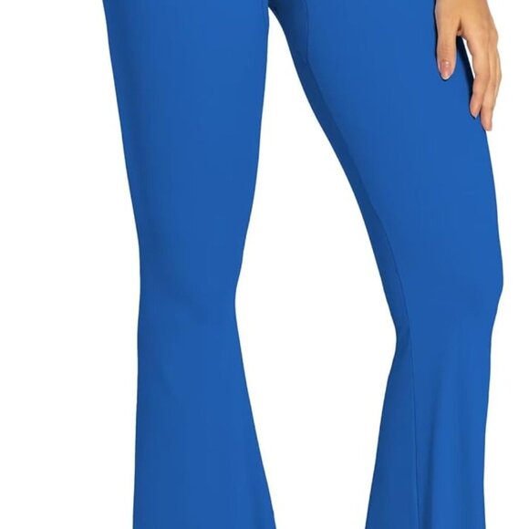 Women's Classic Blue Flare Yoga Pants with No Front Seam, High Waist, 30" Inseam - Picture 5 of 9